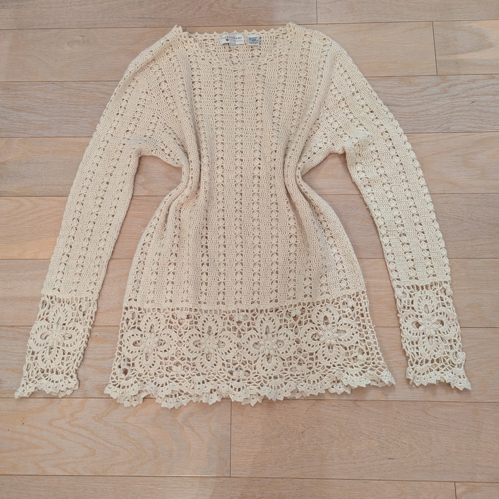 Y2K Boho Crochet Silk Tunic
